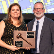 IAFP outgoing President Michelle Danyluk (right) handed over the gavel to the incoming President, Tim Jackson (left).