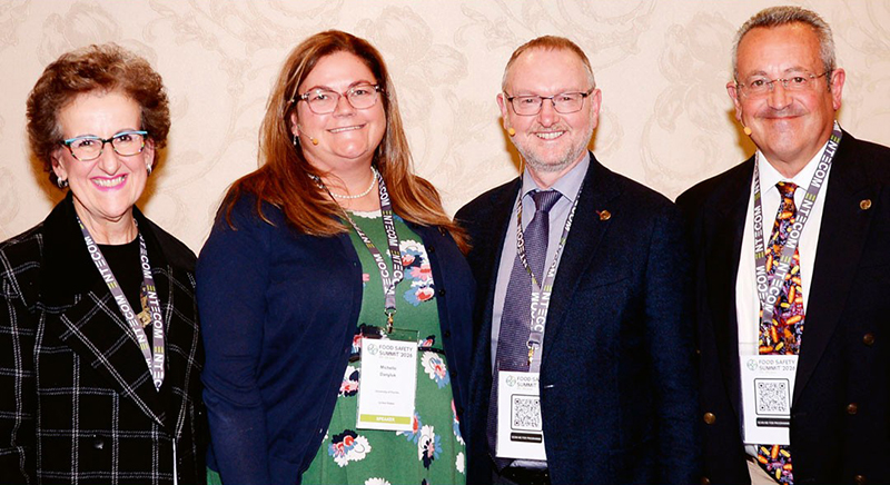 Dr Lucia Anelich pictured with fellow ICMSF members Dr Michelle Danyluk (USA), Dr Peter McClure (UK), and Dr Wayne Anderson (Ireland), who participated in the Summit programme and shared their expertise on global food safety issues.